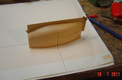 Marcando la posición de las tracas con papel milimetrado